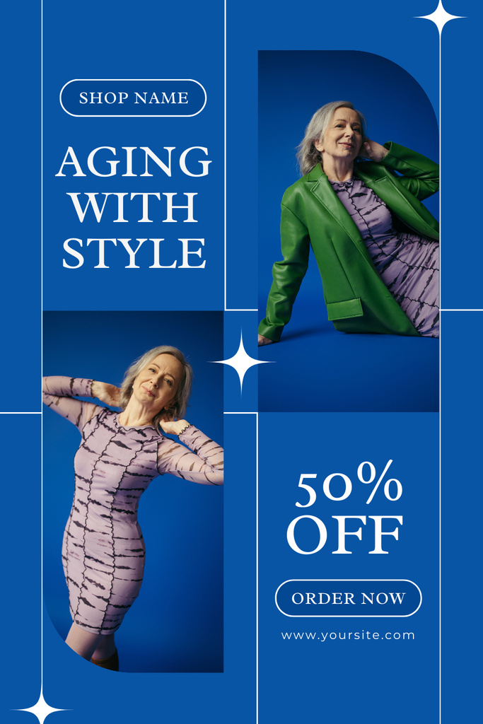 Ontwerpsjabloon van Pinterest van Stylish Clothing For Elderly Sale Offer
