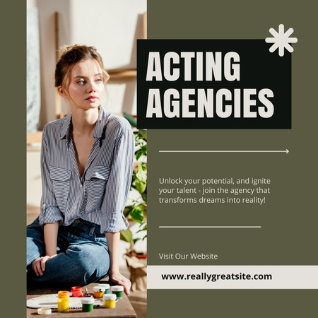Designvorlage Agenturdienstleistungsangebot für junge Schauspielerinnen für Instagram