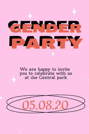 Gender Party Bright Announcement Invitation 6x9in Design Template