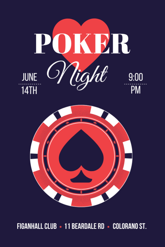 Designvorlage Poker Game Tournament Announcement In Summer Night für Flyer 4x6in