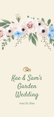 Plantilla de diseño de Invitación de boda floral con anillos de oro Snapchat Geofilter 