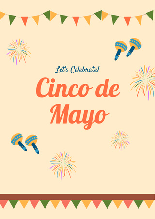 Cinco De Mayo Holiday Celebration With Maracas Postcard A6 Vertical – шаблон для дизайна