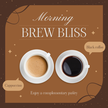 Designvorlage Mutiges Kaffee- und Cappuccino-Angebot im Café für Instagram