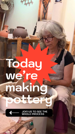 Ontwerpsjabloon van TikTok Video van Kleine aardewerkoproep om mee te doen aan het maken van potten