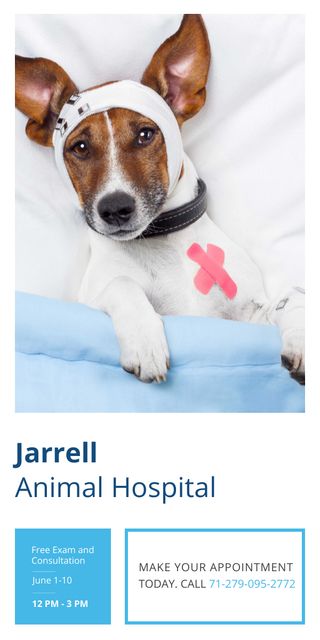 Ontwerpsjabloon van Graphic van Animal Hospital Ad with Cute injured Dog