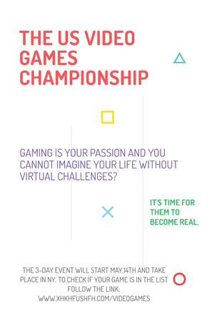 Ontwerpsjabloon van Pinterest van Video games Championship Announcement