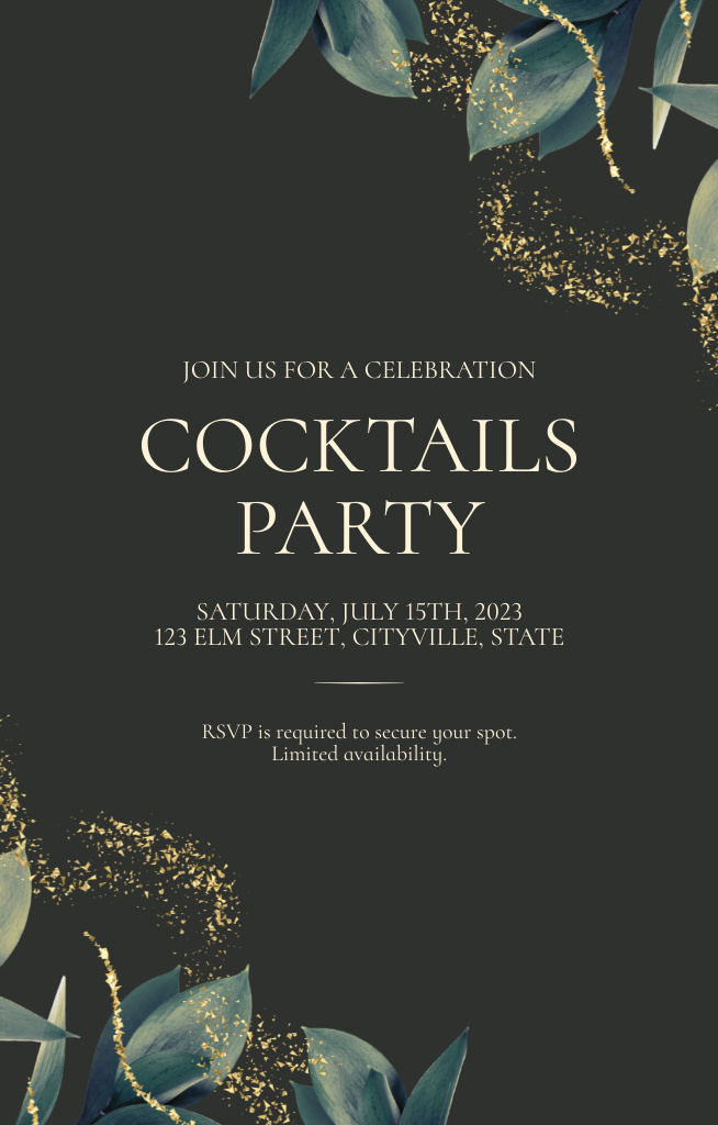 Plantilla de diseño de Fabulous Cocktail Party Invitation 4.6x7.2in 