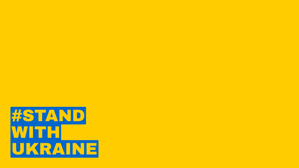 Stand with Ukraine Phrase in National Flag Colors Zoom Background Design Template