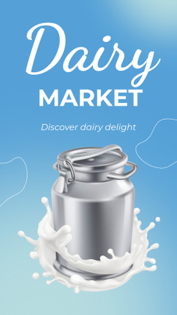 Template di design Latte dal mercato lattiero-caseario Instagram Story