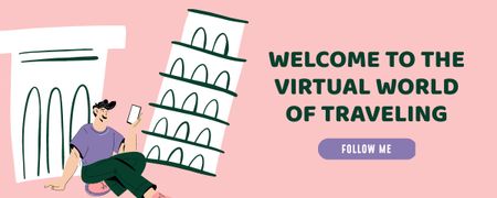 Designvorlage Virtuelle Reisewelt für Twitch Profile Banner
