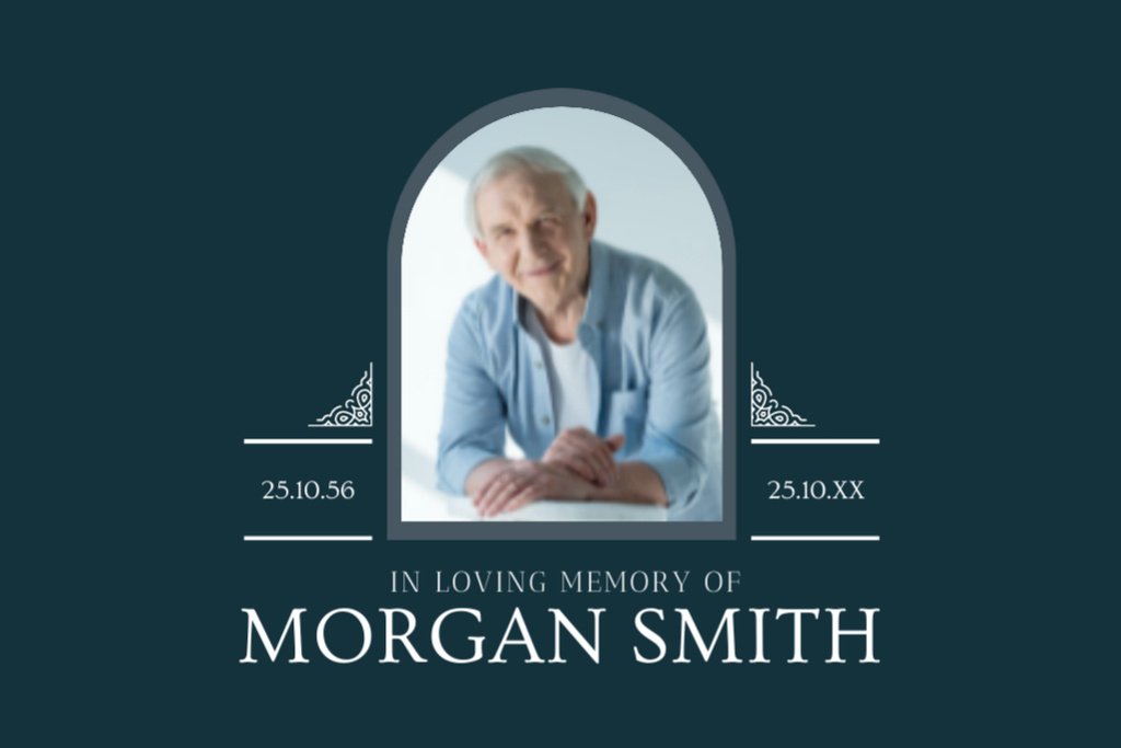 In Loving Memory of Deceased Person on Blue Postcard 4x6in Design Template