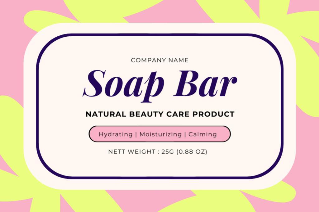 Natural Soap Bar With Moisturizing Effect Label Design Template