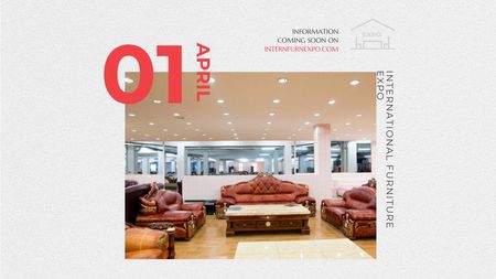 Furniture Expo invitation with modern Interior Title Modelo de Design