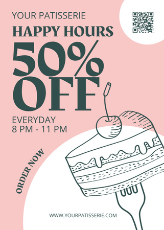 Happy Hours of Pastry Sale Ad Flayer Design Template
