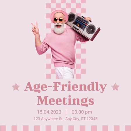Plantilla de diseño de Anuncio de reuniones amigables con la edad Instagram 