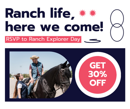 Template di design Meravigliosa visita di un giorno al Ranch Explorer con offerta scontata Facebook