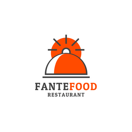 Emblem of Restaurant with Orange Elements Logo Design Template