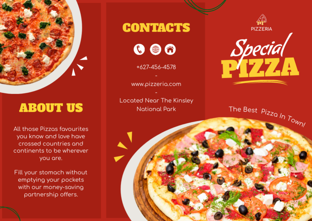 Designvorlage Special Offer Pizza with Olives and Sausage für Brochure