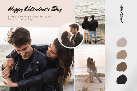 Platilla de diseño Beautiful Couple for Valentine's Day on Beige Palette Collage Mood Board
