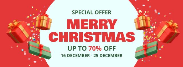 Merry Christmas Wish with Special Discount Offer Facebook cover Design Template