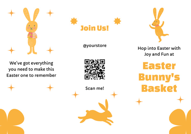 Easter Holiday Offer with Cute Rabbits Brochure Design Template