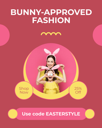 Easter Fashion Ad with Mom and her Daughter Instagram Post Vertical Design Template