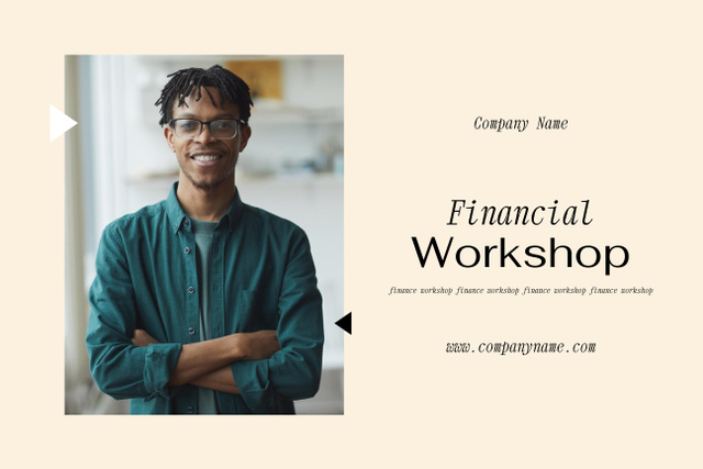 Designvorlage Financial Workshop Promotion with Young Man für Poster 24x36in Horizontal