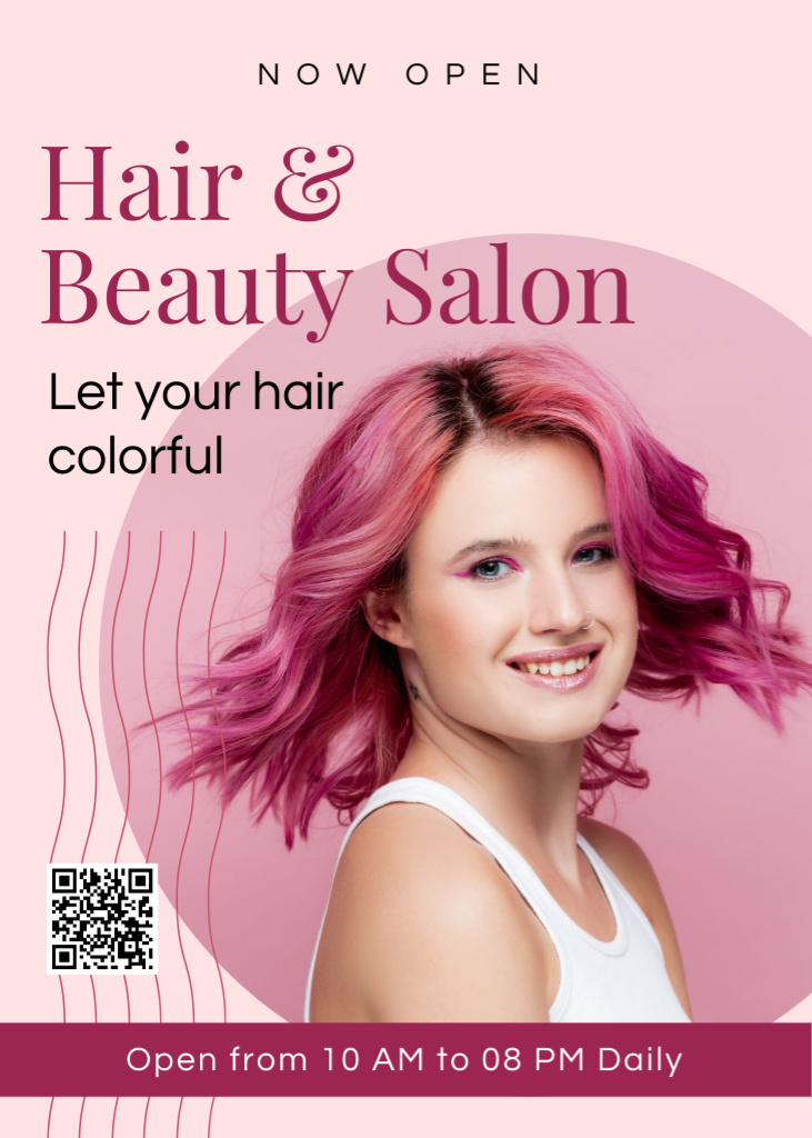 Offer of Coloring Hair in Beauty Salon Flayer Πρότυπο σχεδίασης