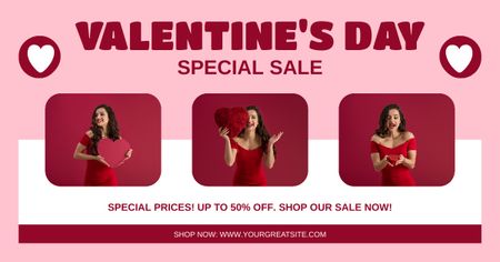Ünnepi kiárusítás Valentin-nap alkalmából az üzletben Facebook AD tervezősablon