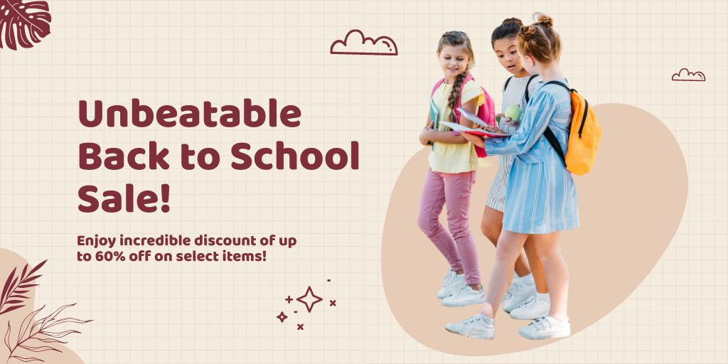 Template di design Unbeatable Back to School Sale Offer Twitter