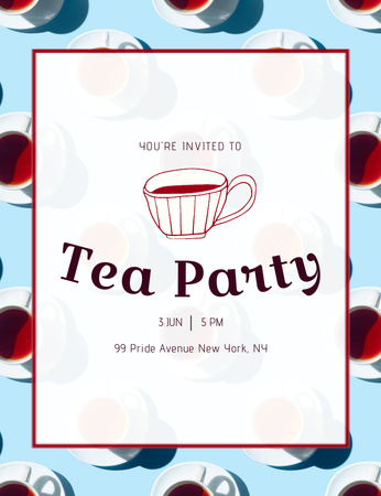 Amazing Tea Party Invitation 13.9x10.7cm Design Template