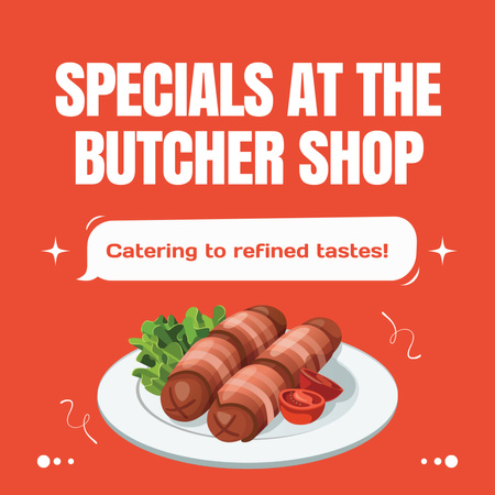 Butcher Shop Specials on Red Instagram Design Template