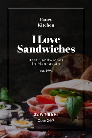 Restaurant Ad with Fresh Tasty Sandwiches Flyer 4x6in Design Template