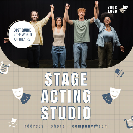 Happy Actors and Actresses on Stage Instagram AD Design Template