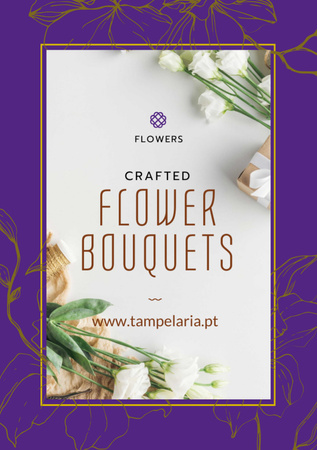 Florist Services Ad White Flowers and Ribbons Flyer A7 Design Template
