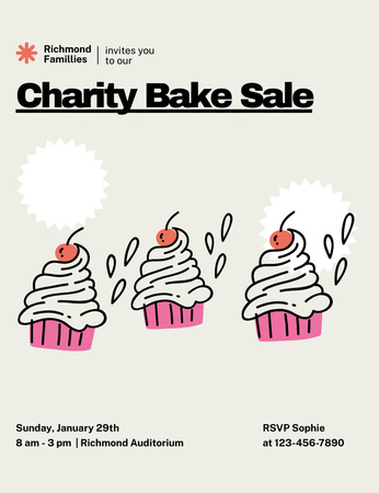 Plantilla de diseño de Charity Bakery Sale from Volunteers Invitation 13.9x10.7cm 
