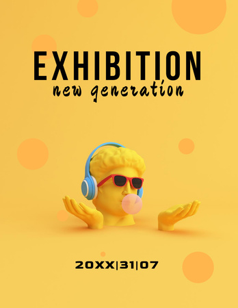 Captivating Exhibition Announcement with Head Sculpture Flyer 8.5x11in Design Template