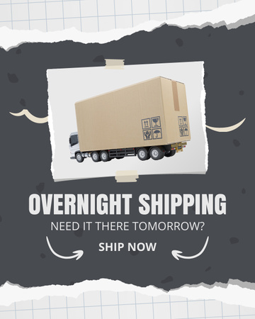 Overnight Shipping Offer on Grey Instagram Post Vertical Design Template