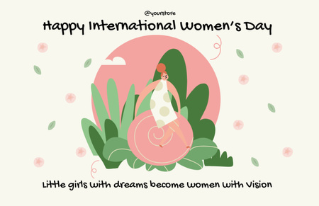 mutlu dünya kadınlar günü Thank You Card 5.5x8.5in Tasarım Şablonu