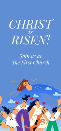 Easter Church Worship Announcement Flyer DIN Largeデザインテンプレート