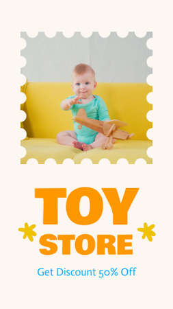 Discount with Cute Baby and Airplane Instagram Video Story Design Template