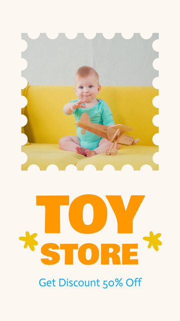 Designvorlage Discount with Cute Baby and Airplane für Instagram Video Story