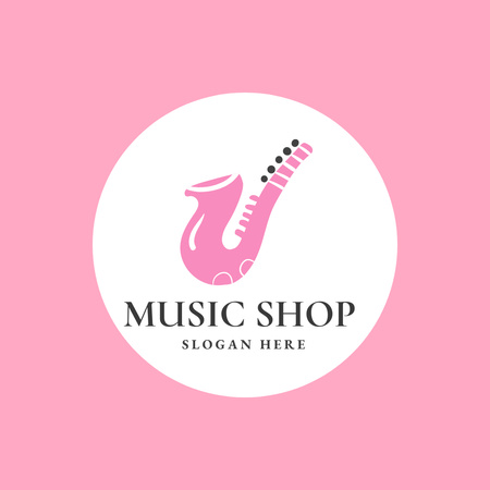 Musical Instrument Shop Emblem Logo 1080x1080pxデザインテンプレート
