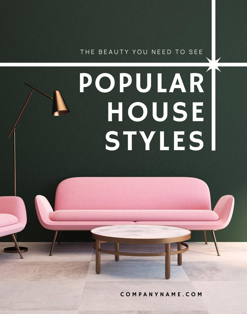 Designvorlage Popular House Styles with Original Furniture für Poster 22x28in