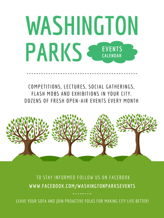 Park Event Announcement Green Trees Poster 36x48in Design Template