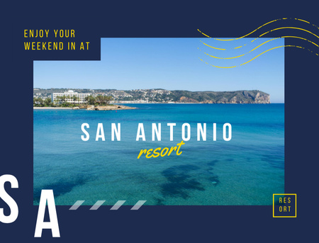 Plantilla de diseño de Resort Ad Seacoast and Blue Water View Postcard 4.2x5.5in 
