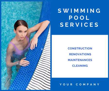 Pool Maintenance Company Service Offering Facebook Design Template