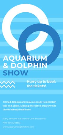 Designvorlage Aquarium Dolphin show invitation in blue für Flyer DIN Large