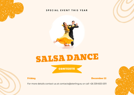 Oznámení speciální akce Salsa Dance Flyer 5x7in Horizontal Šablona návrhu
