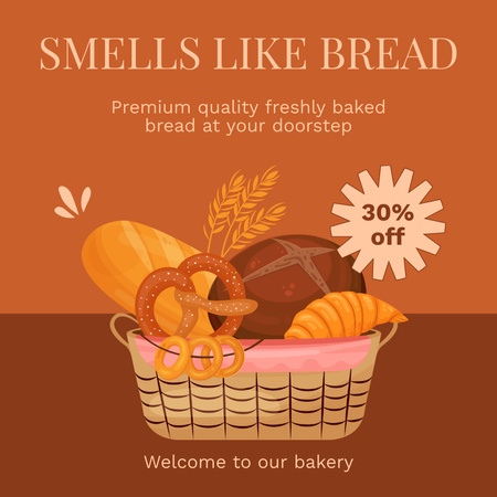 Premium Quality Fresh Bread Instagram Design Template